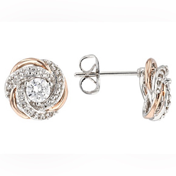 Bella Luce Jewelry - BELLA LUCE White Cubic Zirconia Rhodium 18k
Rose Gold Over Bronze Stud Earrings